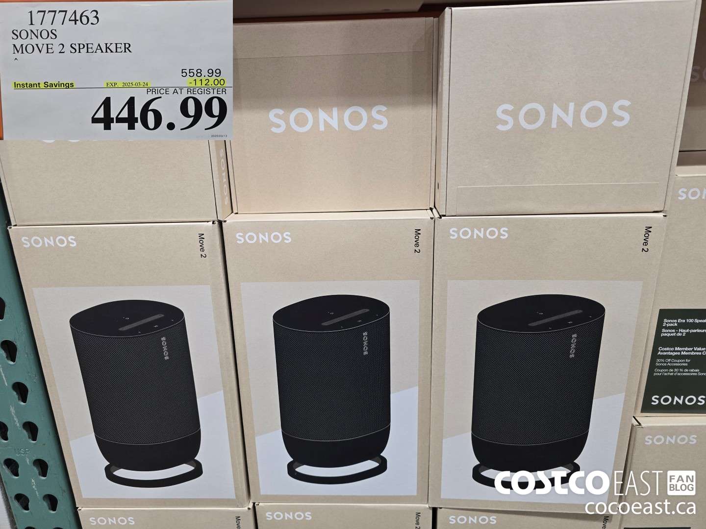 1777463 SONOS MOVE 2 SPEAKER ($112.00 INSTANT SAVINGS EXPIRES ON 2025-03-24) $446.99
