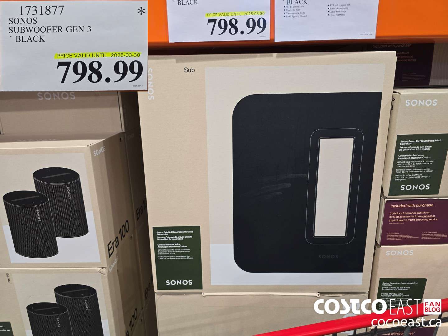 1731877 SONOS SUBWOOFER GEN 3 BLACK $798.99