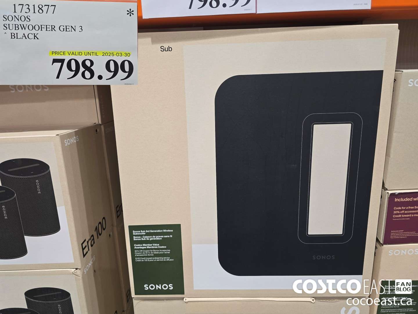 1731877 SONOS SUBWOOFER GEN 3 BLACK $798.99