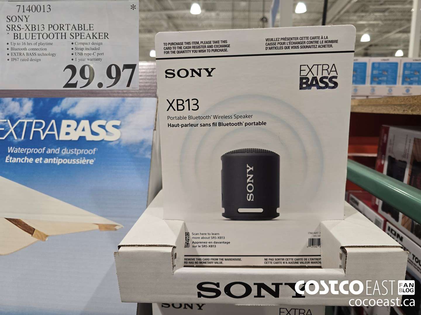 7140013 SONY SRSXB13 PORTABLE ~ BLUETOOTH SPEAKER $29.97