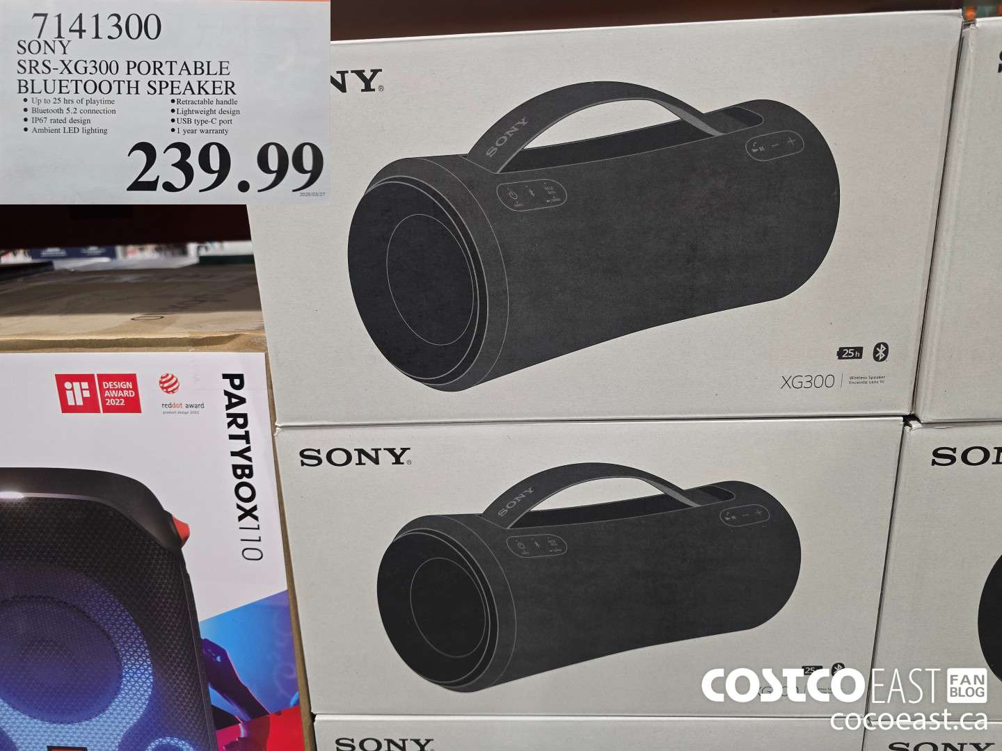 7141300 SONY SRS-XG300 PORTABLE BLUETOOTH SPEAKER  $239.99