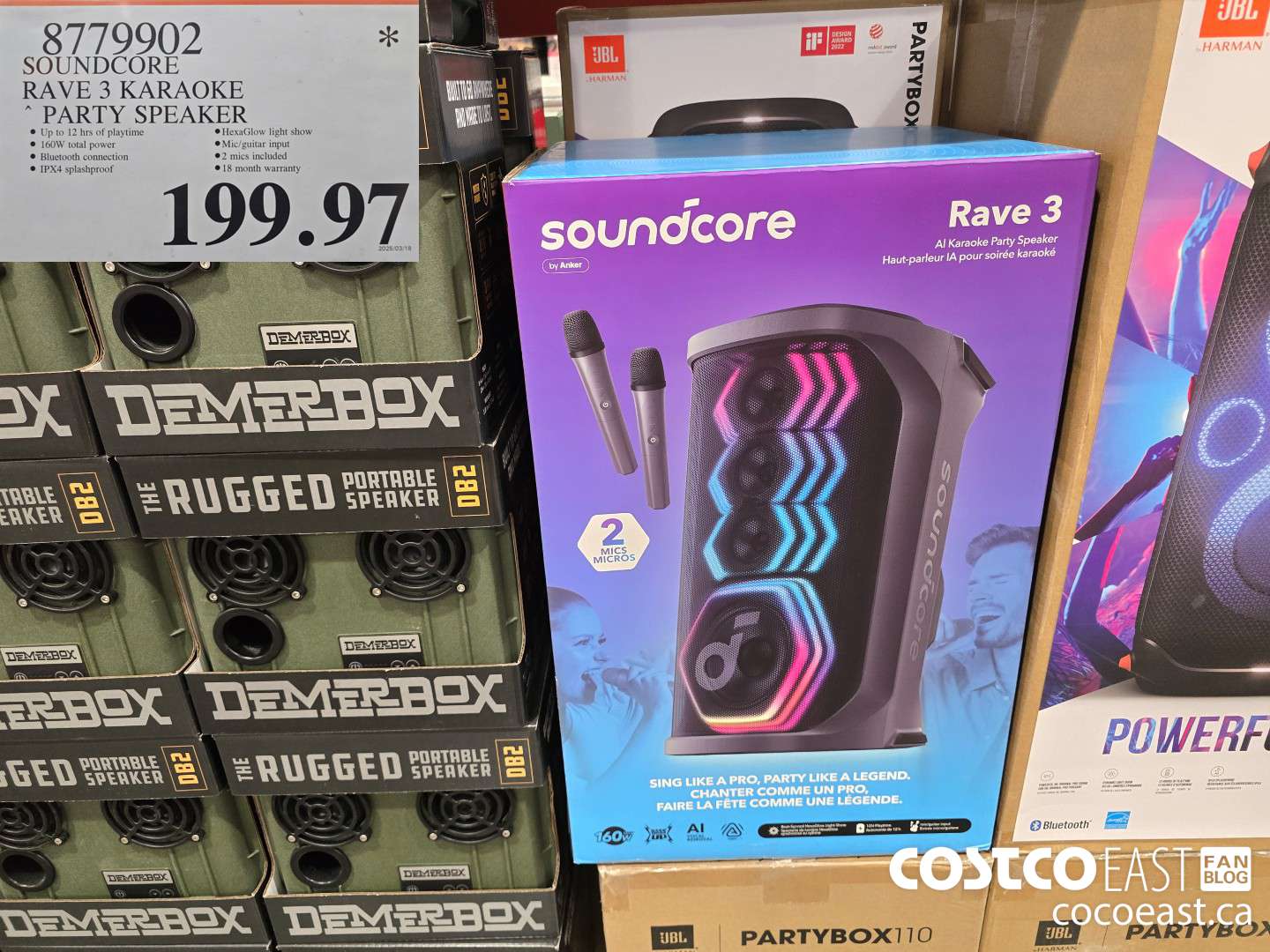 8779902 SOUNDCORE RAVE 3 KARAOKE ~ PARTY SPEAKER $199.97