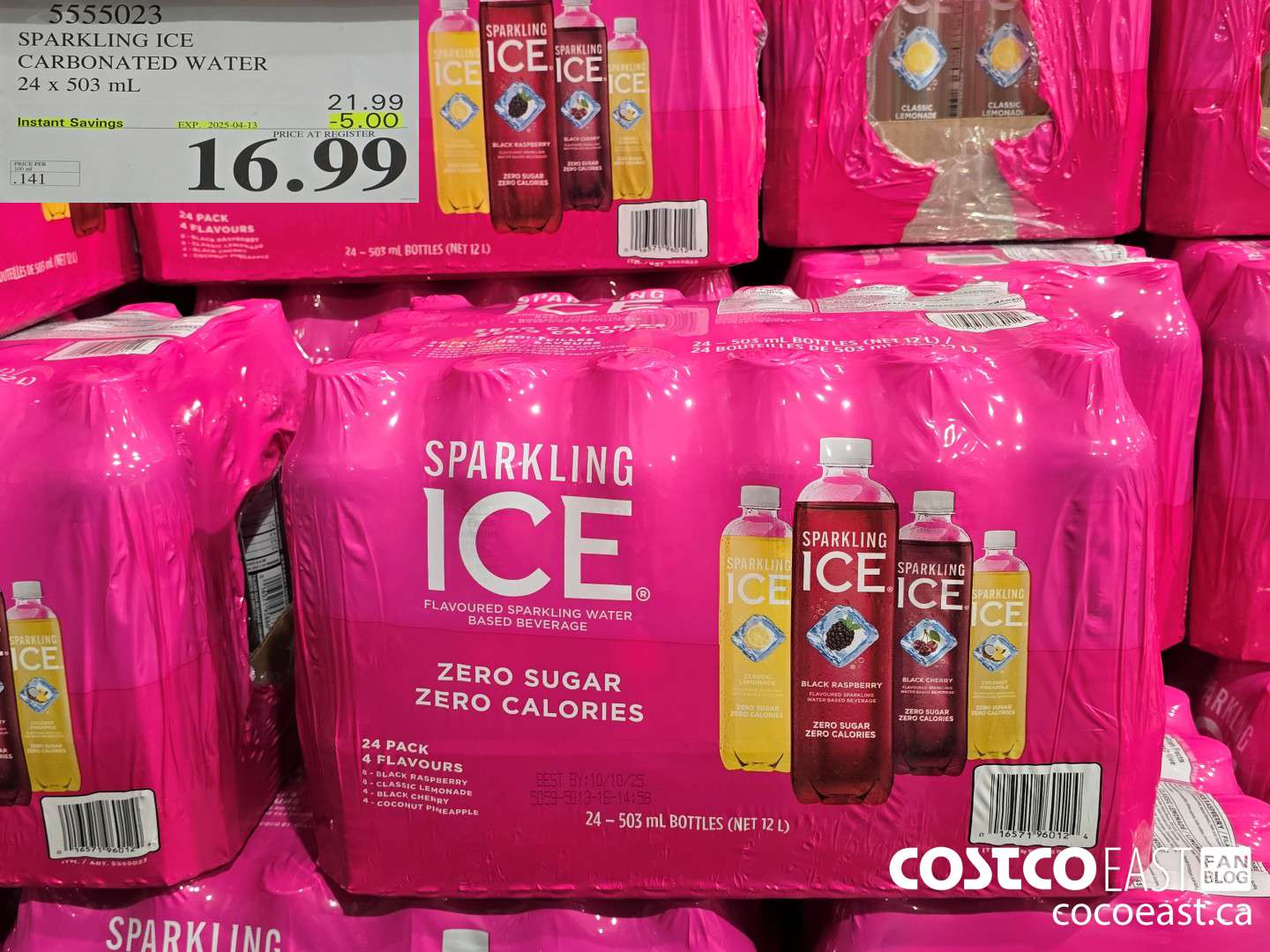 5555023 SPARKLING ICE CARBONATED WATER 24 x 503 mL ($5.00 INSTANT SAVINGS EXPIRES ON 2025-04-13) $16.99