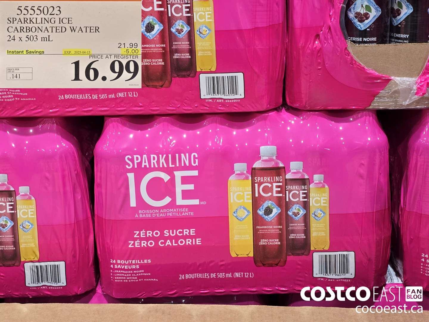 5555023 SPARKLING ICE CARBONATED WATER 24 x 503 mL ($5.00 INSTANT SAVINGS EXPIRES ON 2025-04-13) $16.99