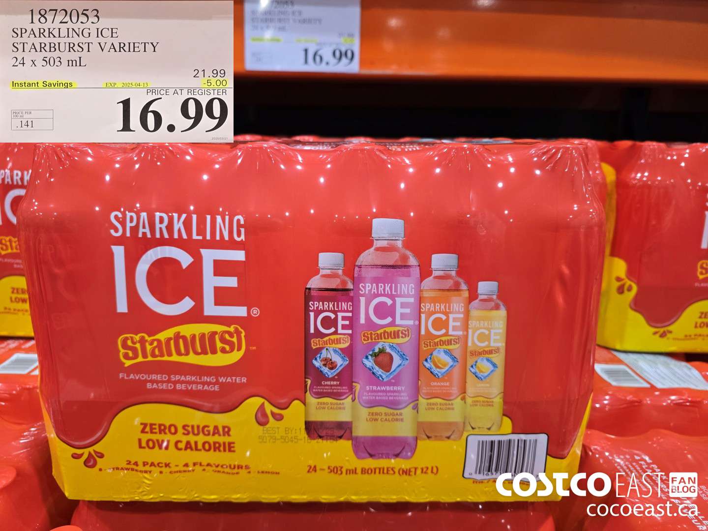 1872053 SPARKLING ICE STARBURST VARIETY 24 x 503 mL ($5.00 INSTANT SAVINGS EXPIRES ON 2025-04-13) $16.99