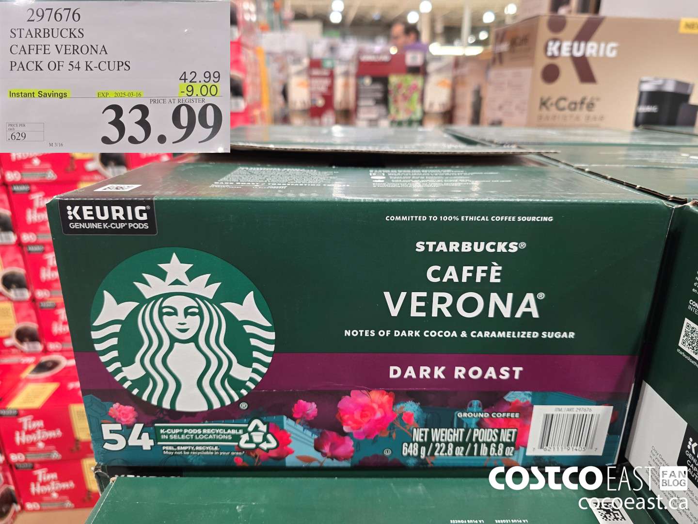 297676 STARBUCKS CAFFE VERONA PACK OF 54 K-CUPS ($9.00 INSTANT SAVINGS EXPIRES ON 2025-03-16) $33.99