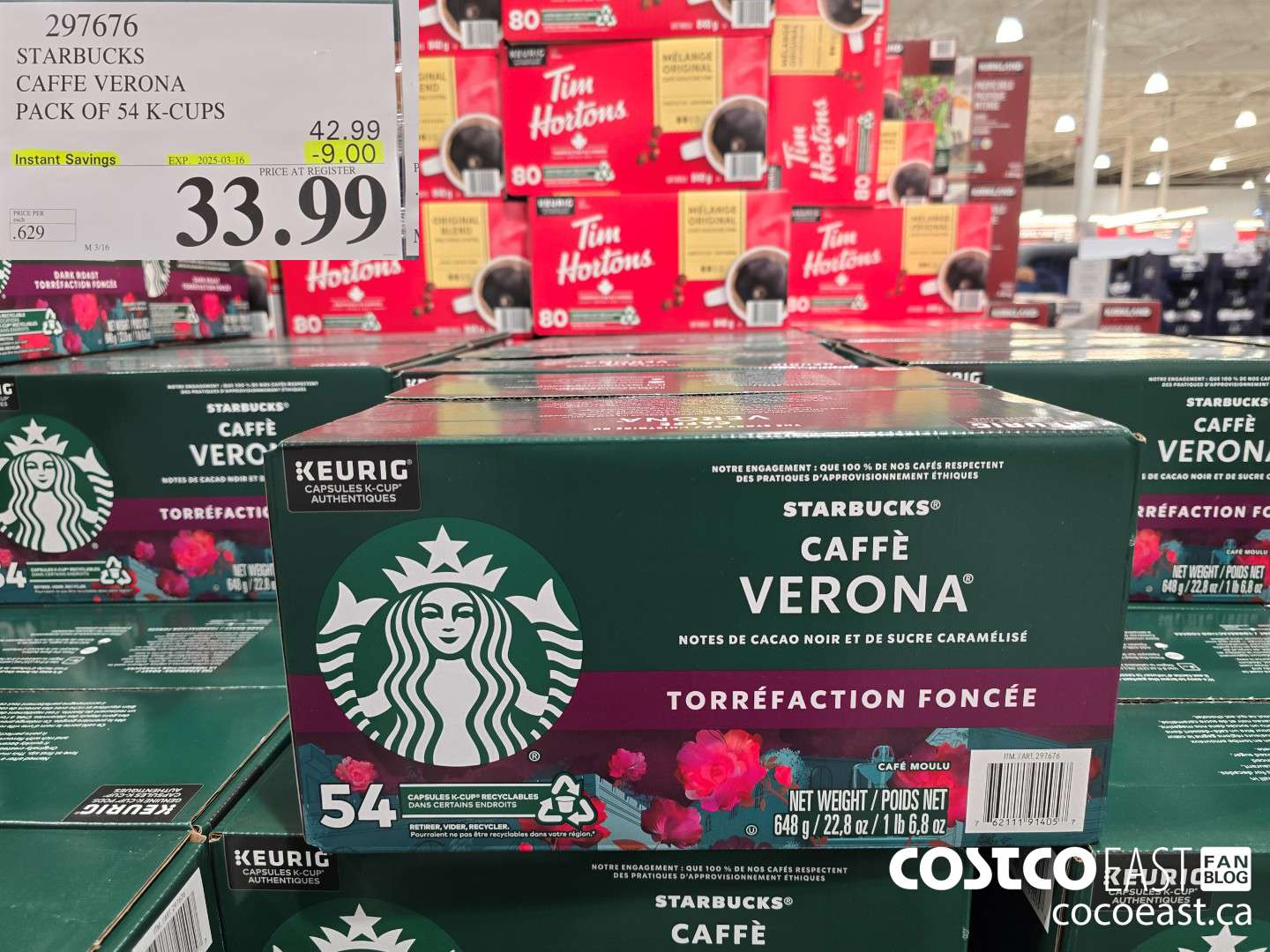 297676 STARBUCKS CAFFE VERONA PACK OF 54 K-CUPS ($9.00 INSTANT SAVINGS EXPIRES ON 2025-03-16) $33.99