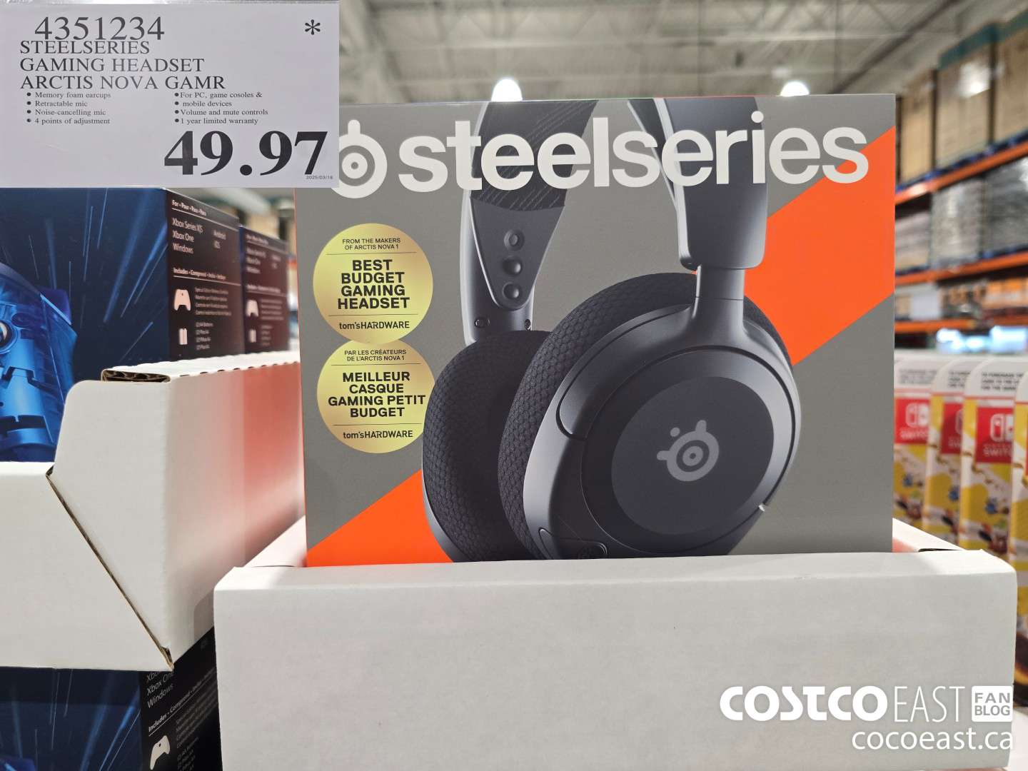 4351234 STEELSERIES GAMING HEADSET ARCTIS NOVA GAMR $49.97