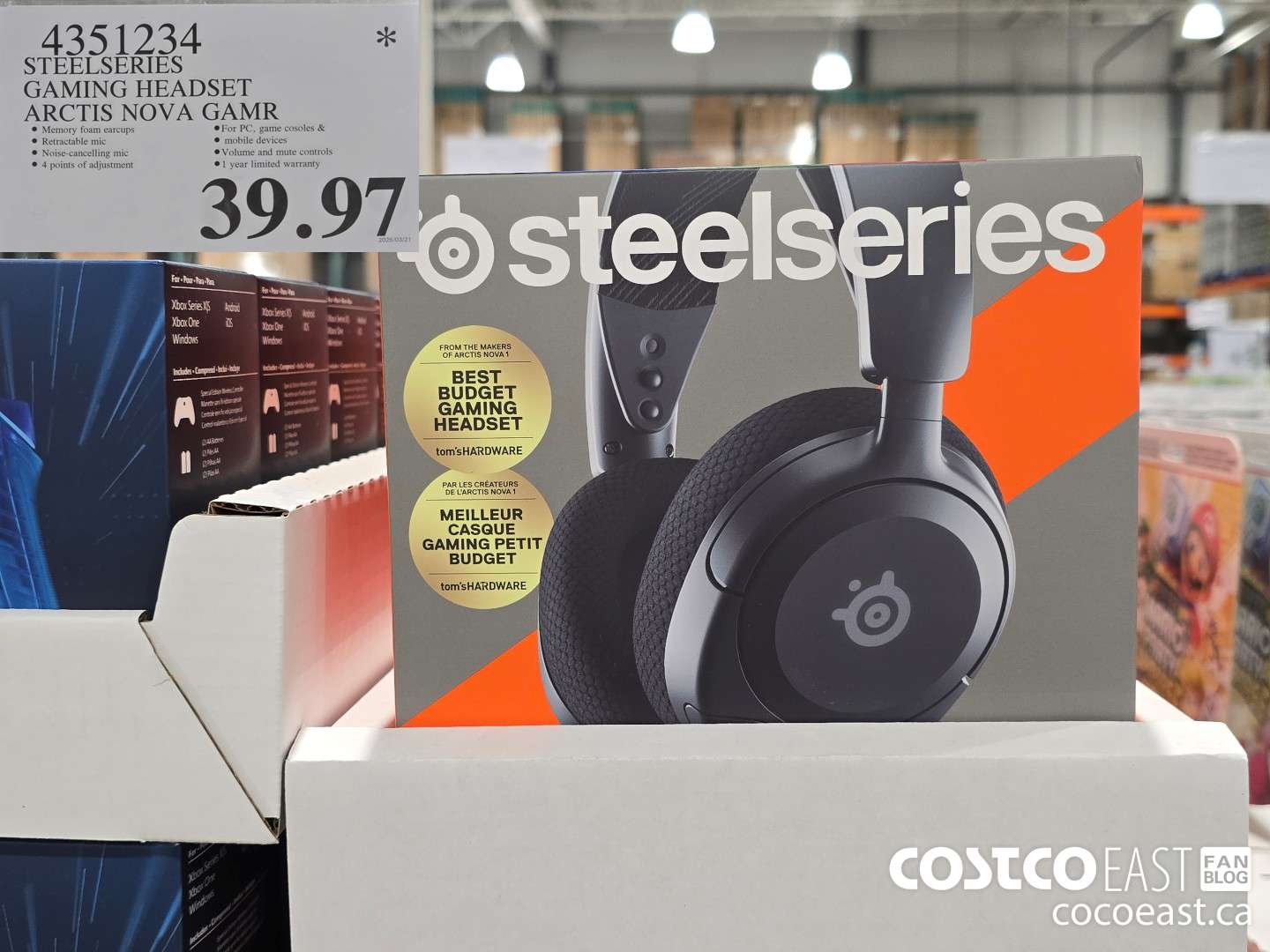 4351234 STEELSERIES GAMING HEADSET ARCTIS NOVA GAMR $39.97