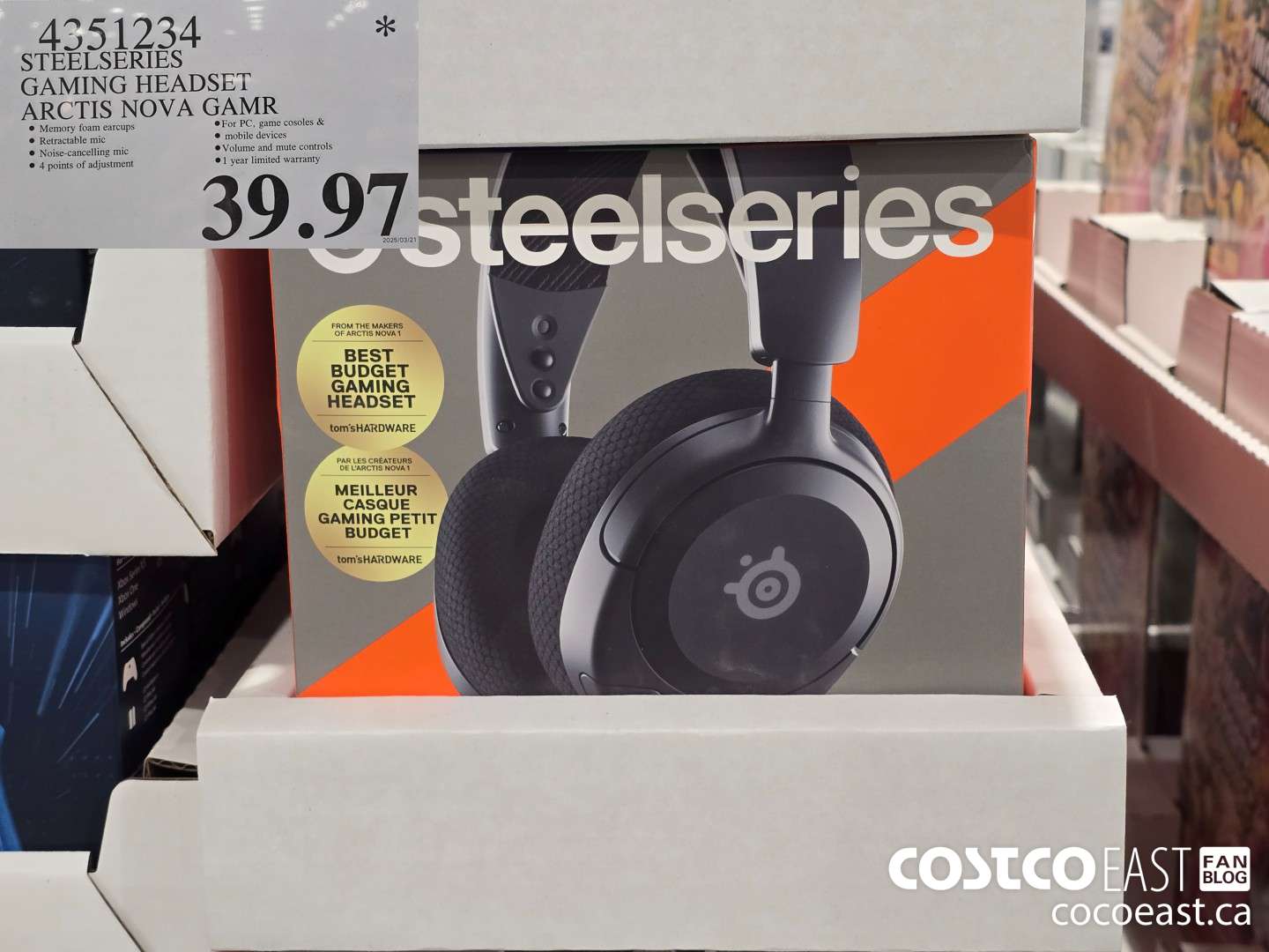 4351234 STEELSERIES GAMING HEADSET ARCTIS NOVA GAMR $39.97