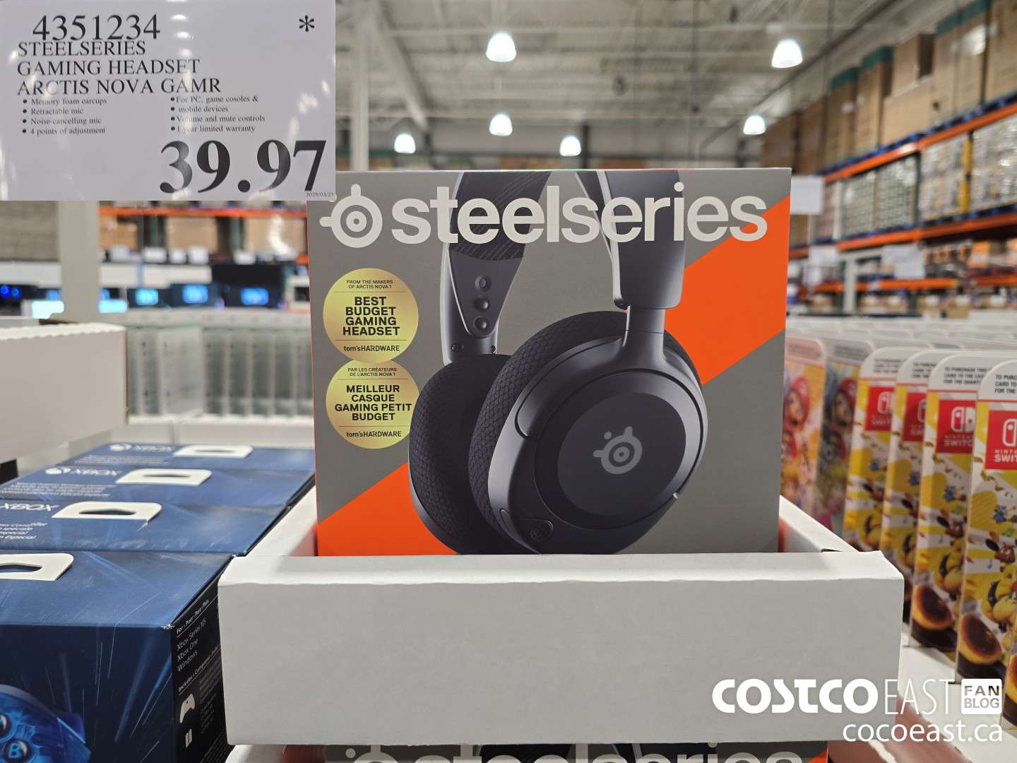 4351234 STEELSERIES GAMING HEADSET ARCTIS NOVA GAMR $39.97
