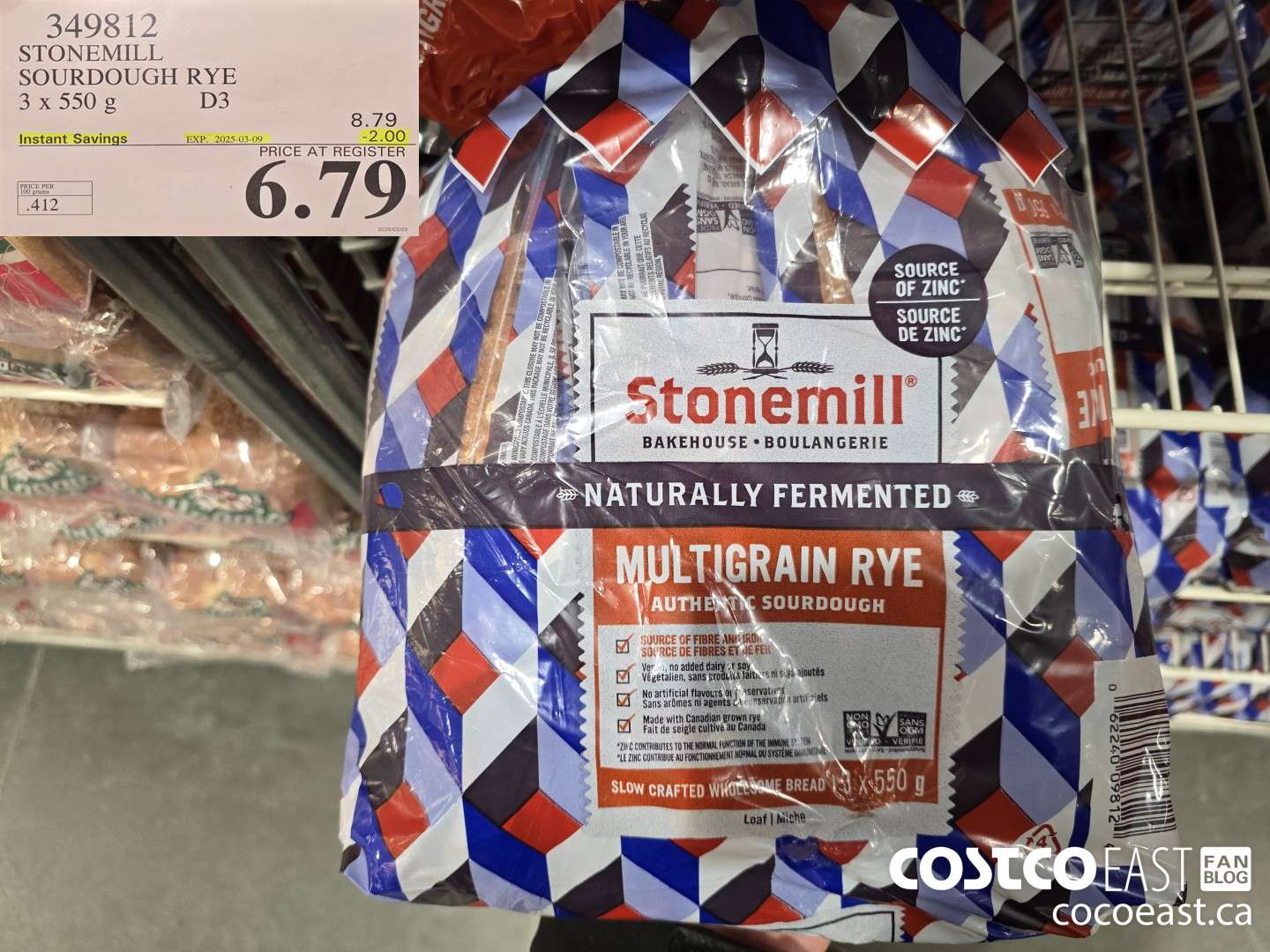 349812 STONEMILL SOURDOUGH RYE 3 X 550 G ($2.00 INSTANT SAVINGS EXPIRES ON 2025-03-09) $6.79