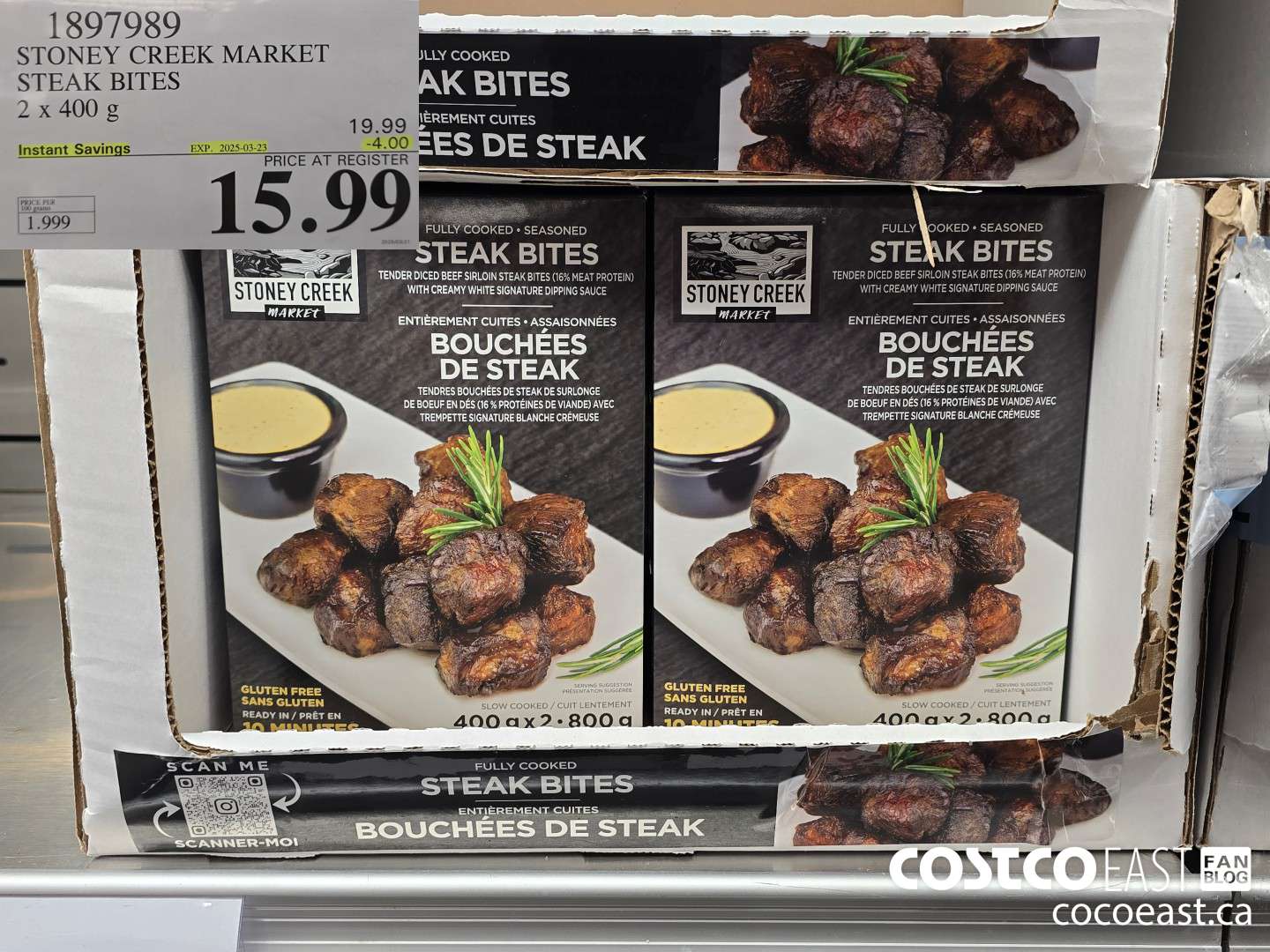 1897989 STONEY CREEK MARKET STEAK BITES 2 x 400 g ($4.00 INSTANT SAVINGS EXPIRES ON 2025-03-23) $15.99
