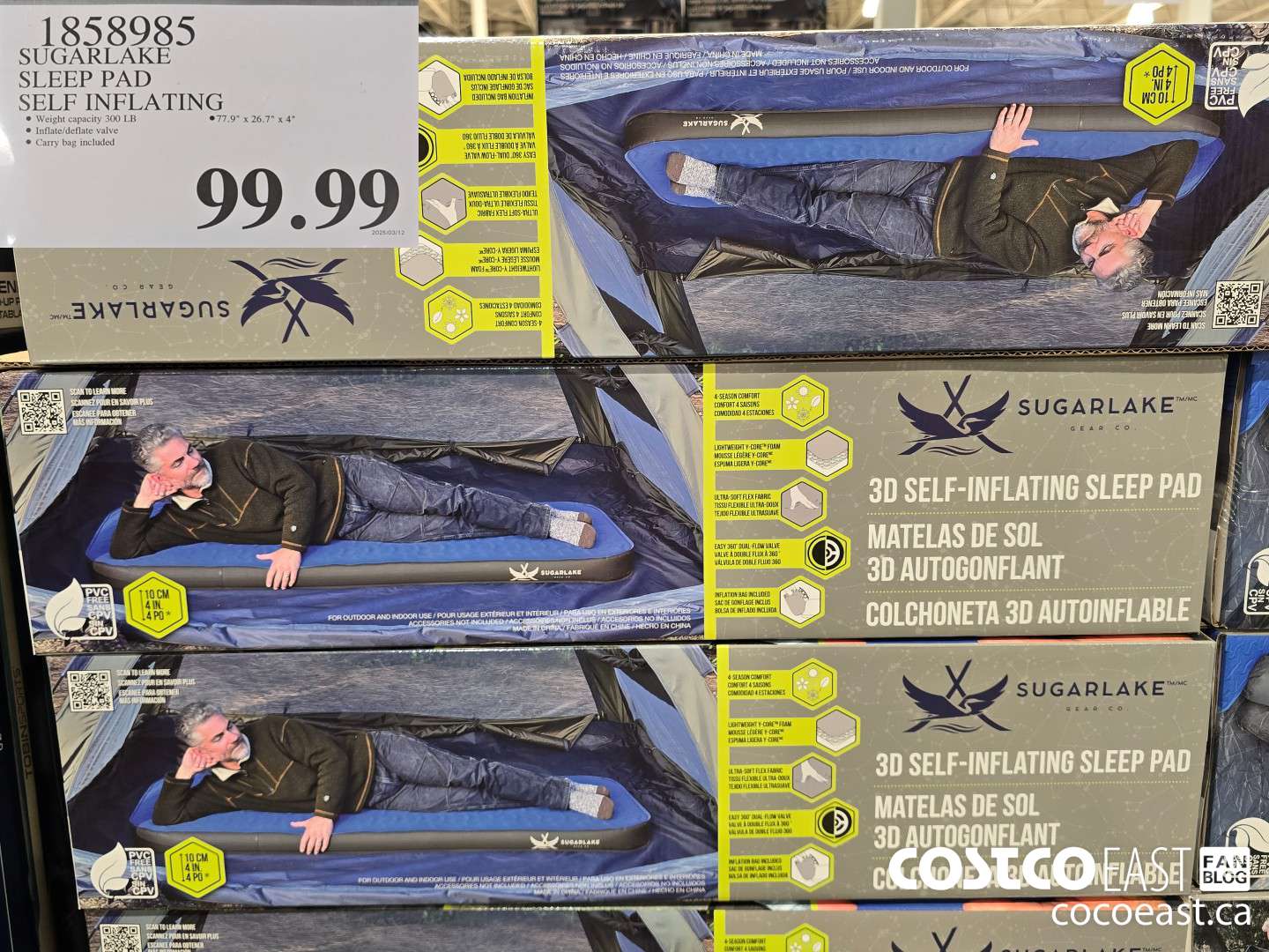 1858985 SUGARLAKE SLEEP PAD SELF INFLATING $99.99