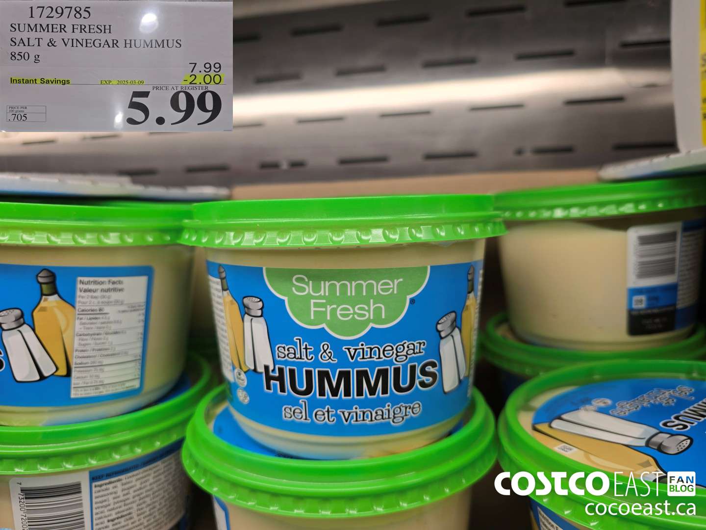 1729785 SUMMER FRESH SALT & VINEGAR HUMMUS 850 g ($2.00 INSTANT SAVINGS EXPIRES ON 2025-03-09) $5.99