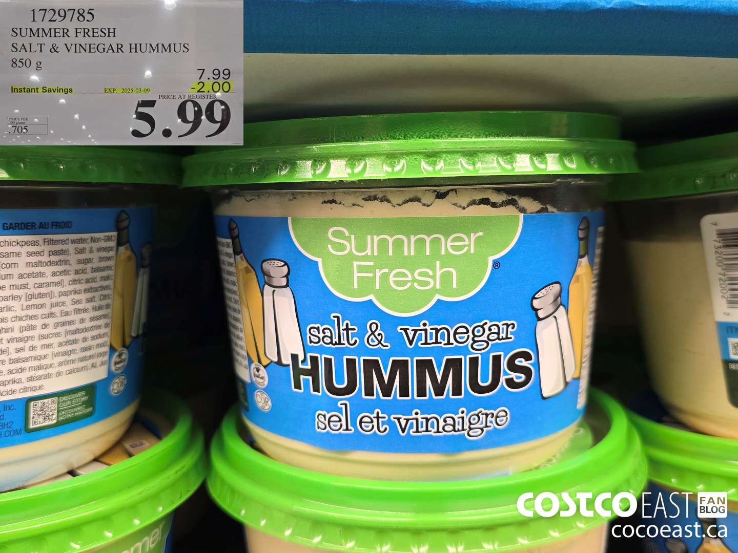1729785 SUMMER FRESH SALT & VINEGAR HUMMUS 850 g ($2.00 INSTANT SAVINGS EXPIRES ON 2025-03-09) $5.99