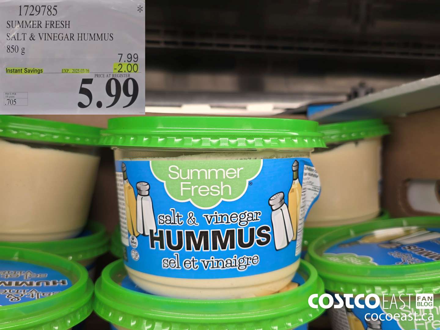 1729785 SUMMER FRESH SALT & VINEGAR HUMMUS 850 g ($2.00 INSTANT SAVINGS EXPIRES ON 2025-03-16) $5.99