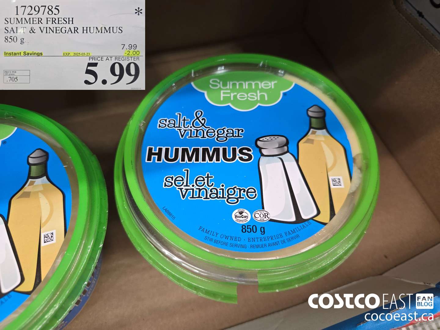 1729785 SUMMER FRESH SALT & VINEGAR HUMMUS 850 g ($2.00 INSTANT SAVINGS EXPIRES ON 2025-03-23) $5.99