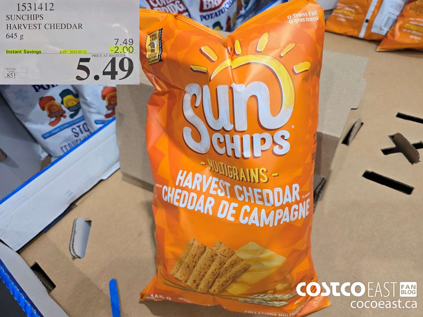 1531412 SUNCHIPS HARVEST CHEDDAR 645 g ($2.00 INSTANT SAVINGS EXPIRES ON 2025-03-23) $5.49