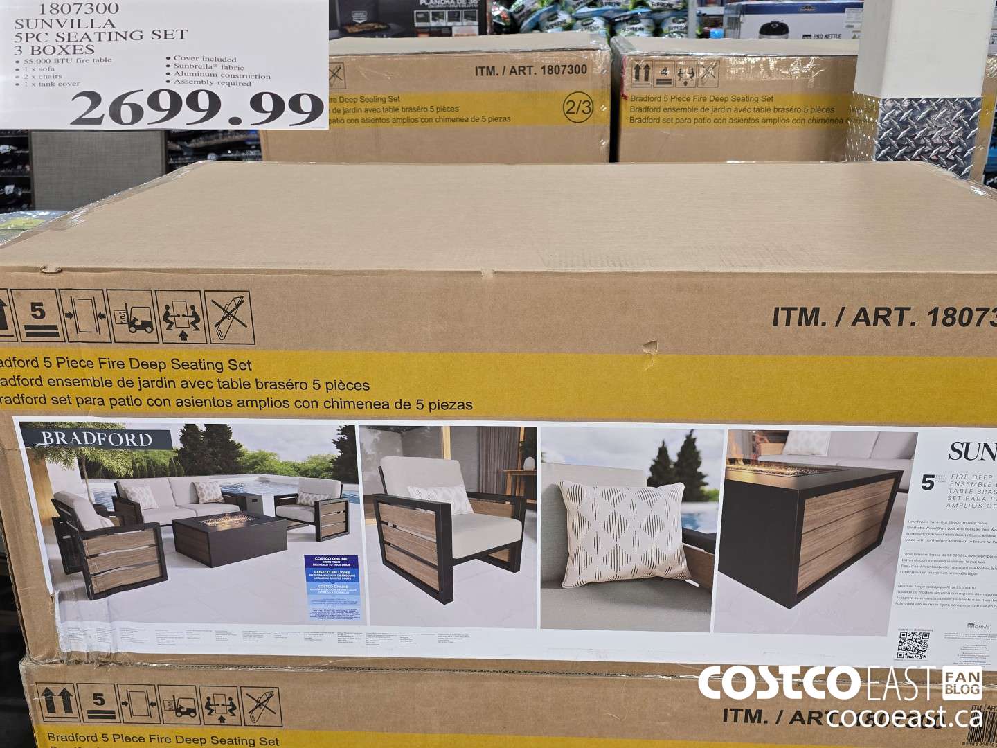 1807300 SUNVILLA 5PC SEATING SET 3 BOXES $2699.99