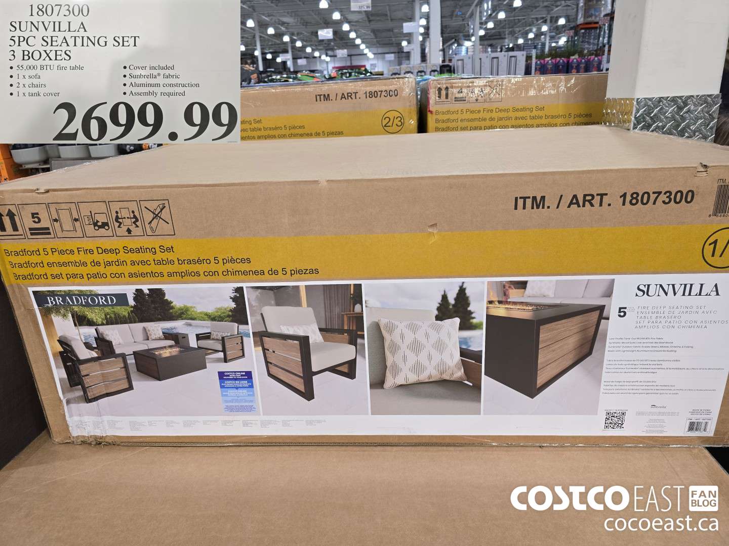 1807300 SUNVILLA 5PC SEATING SET 3 BOXES $2699.99