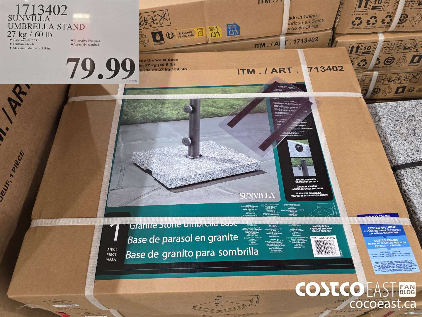 1713402 SUNVILLA UMBRELLA STAND 27 kg / 60 Ib $79.99