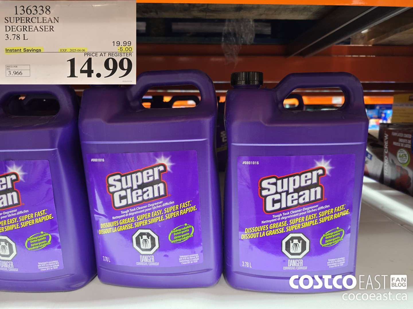 136338 SUPERCLEAN DEGREASER 3.78 L ($5.00 INSTANT SAVINGS EXPIRES ON 2025-04-06) $14.99