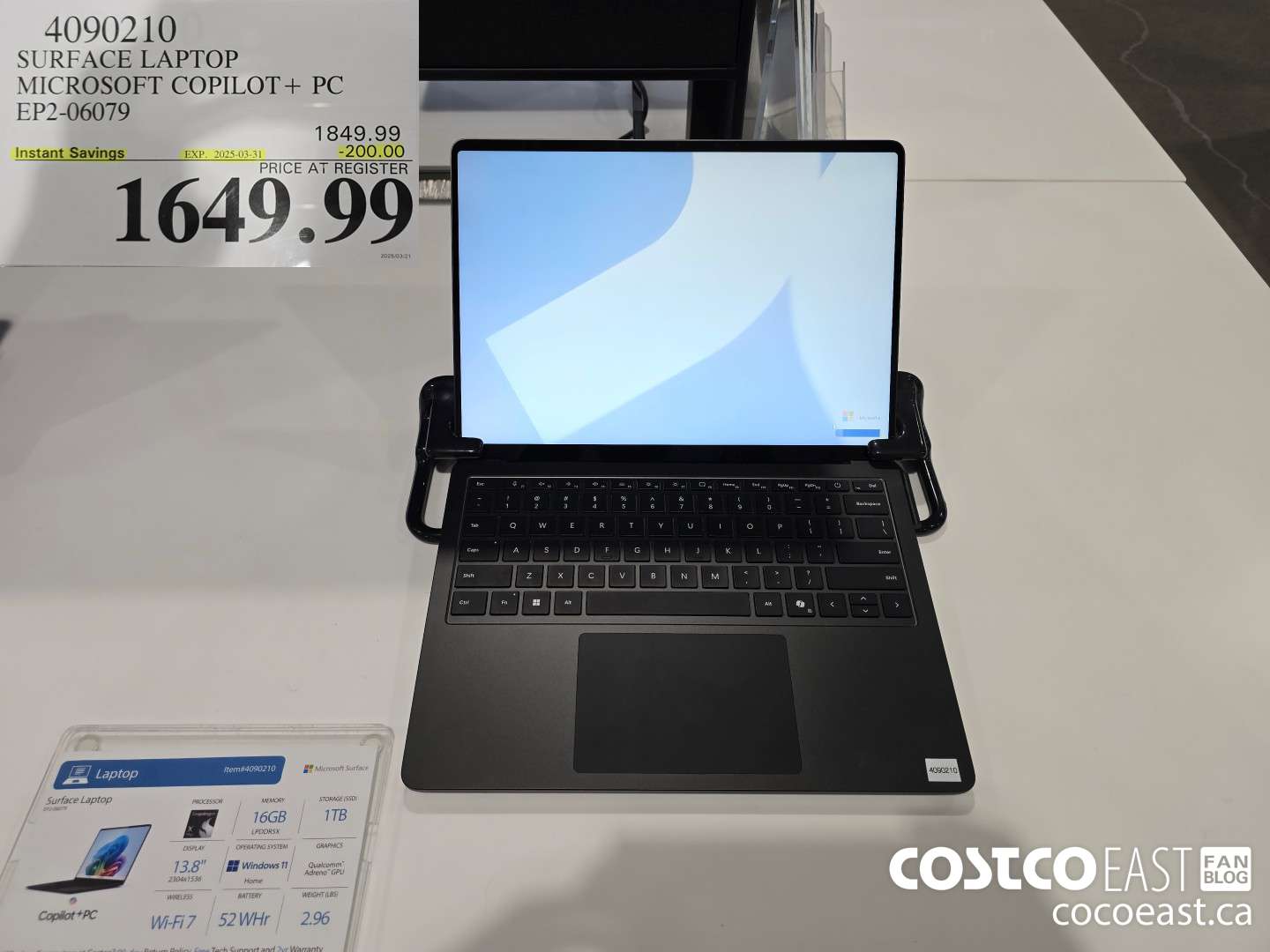 4090210 SURFACE LAPTOP MICROSOFT COPILOT + PC EP2-06079 ($200.00 INSTANT SAVINGS EXPIRES ON 2025-03-31) $1649.99