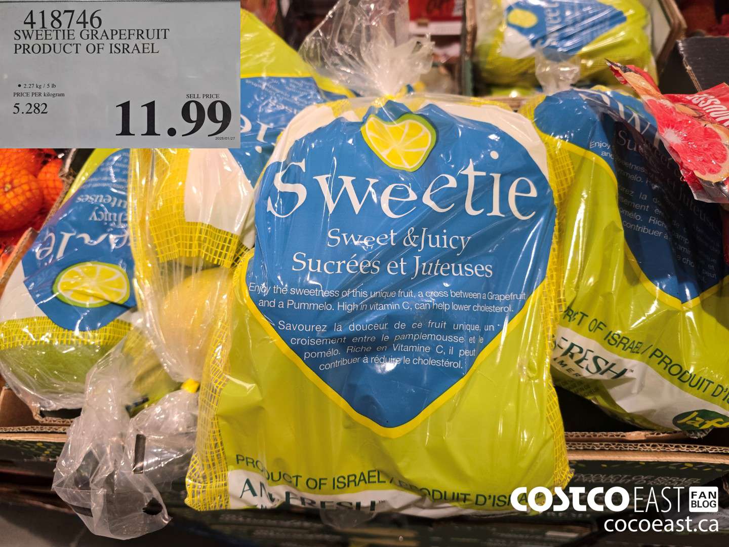 418746 SWEETIE GRAPEFRUIT PRODUCT OF ISRAEL $11.99