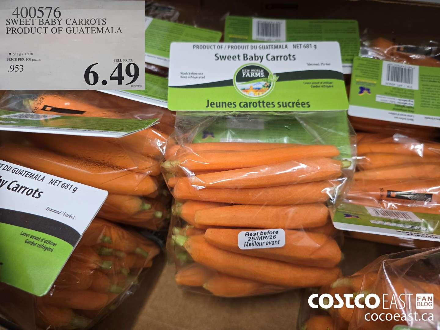 400576 SWEET BABY CARROTS PRODUCT OF GUATEMALA $6.49