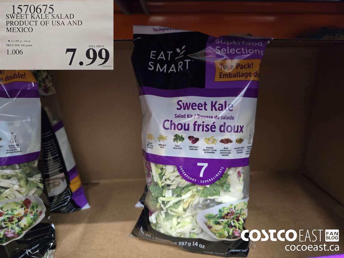 1570675 SWEET KALE SALAD 2 PACK PRODUCT OF USA AND MEXICO $7.99