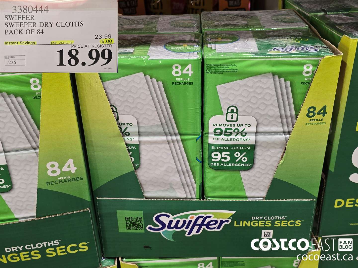 3380444 SWIFFER SWEEPER DRY CLOTHS PACK OF 84 ($5.00 INSTANT SAVINGS EXPIRES ON 2025-03-16) $18.99