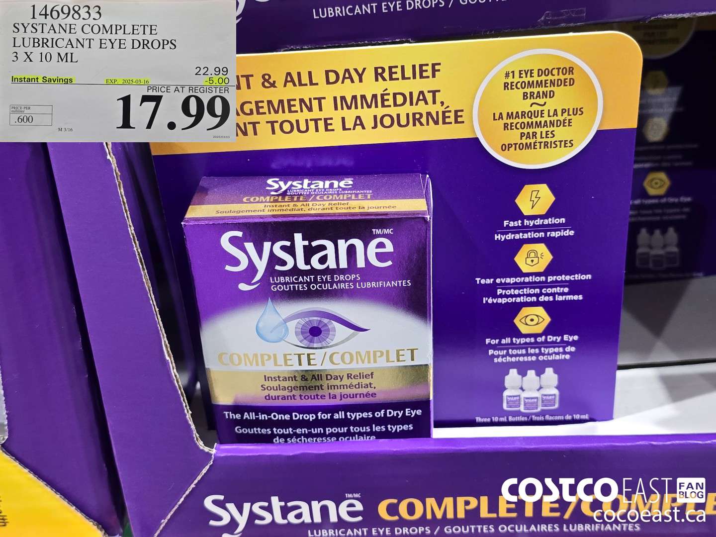 1469833 SYSTANE COMPLETE LUBRICANT EYE DROPS 3 X 10ML ($5.00 INSTANT SAVINGS EXPIRES ON 2025-03-16) $17.99