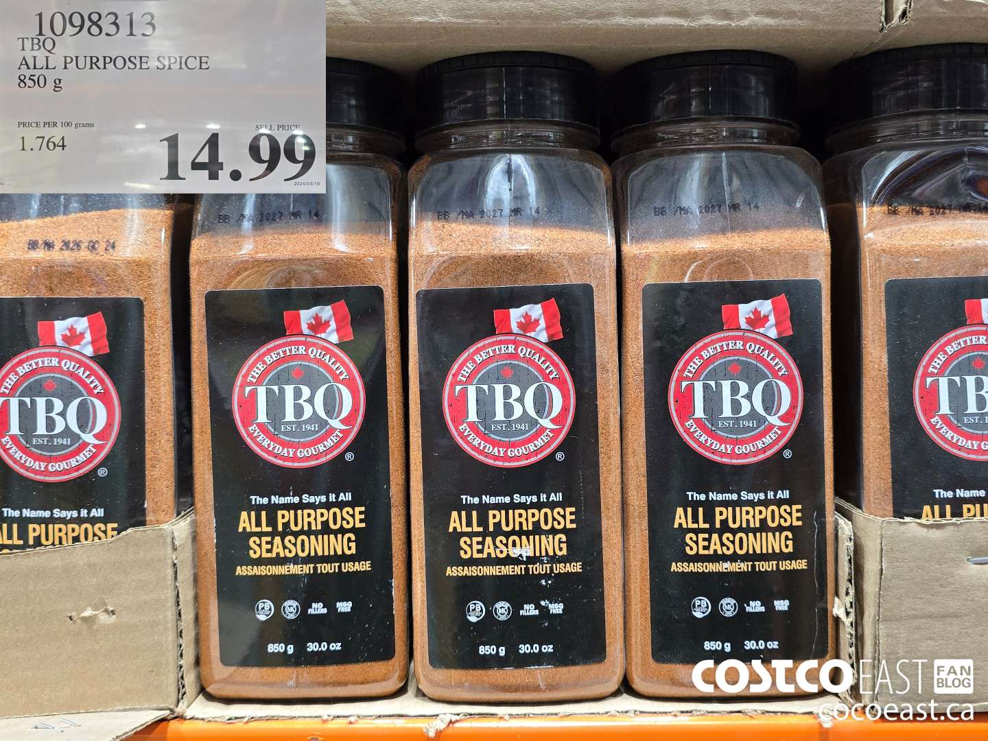 1098313 TBQ ALL PURPOSE SPICE 850 g $14.99