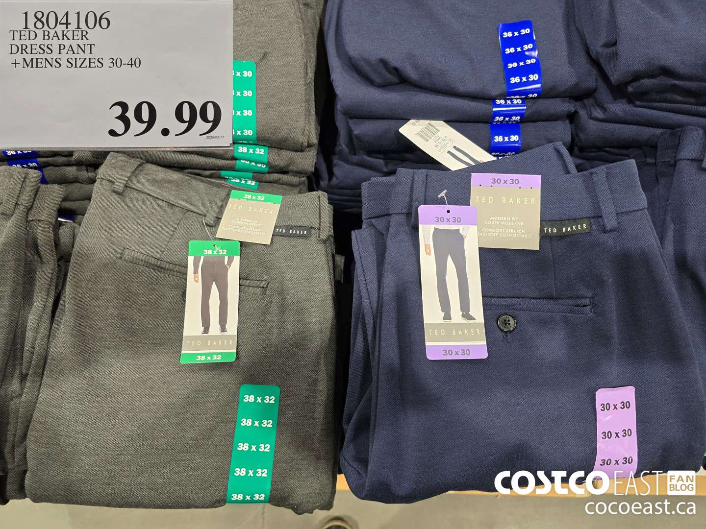 1804106 TED BAKER DRESS PANT +MENS SIZES 32-40 $39.99