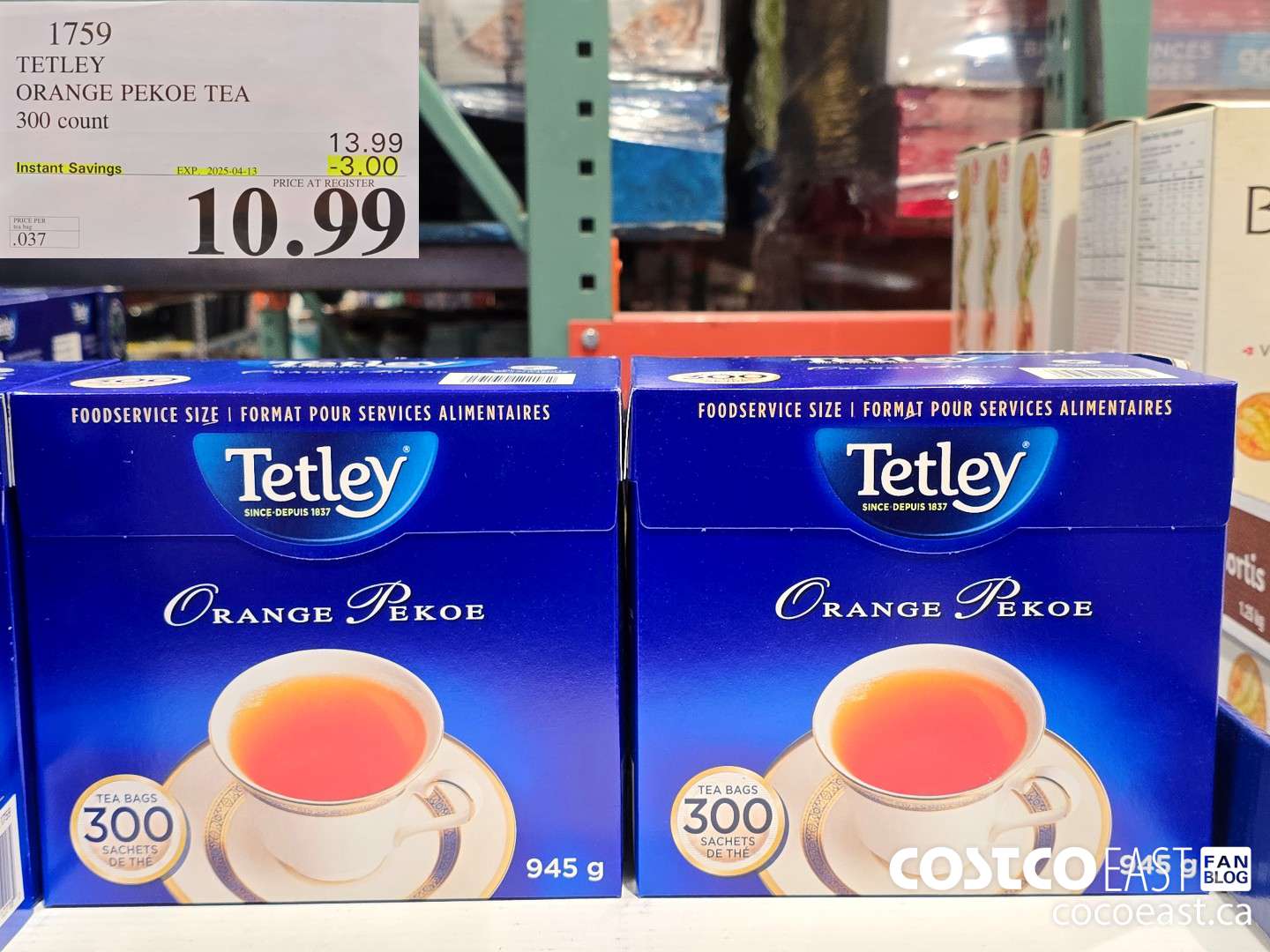 1759 TETLEY ORANGE PEKOE TEA 300 COUNT ($3.00 INSTANT SAVINGS EXPIRES ON 2025-04-13) $10.99