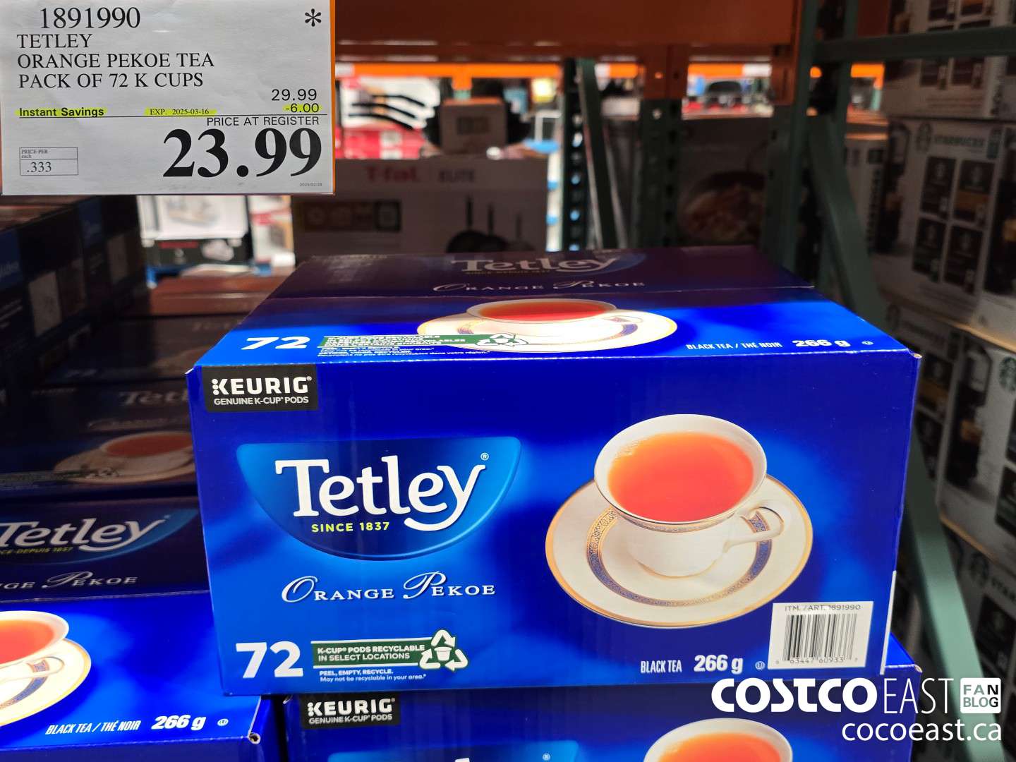 1891990 TETLEY ORANGE PEKOE TEA PACK OF 72 K CUPS ($6.00 INSTANT SAVINGS EXPIRES ON 2025-03-16) $23.99