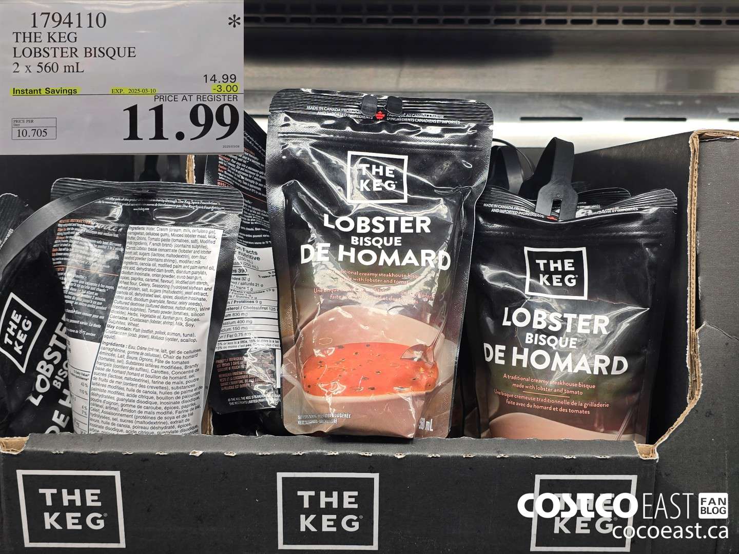 1794110 THE KEG LOBSTER BISQUE 2 X 560 ML ($3.00 INSTANT SAVINGS EXPIRES ON 2025-03-10) $11.99