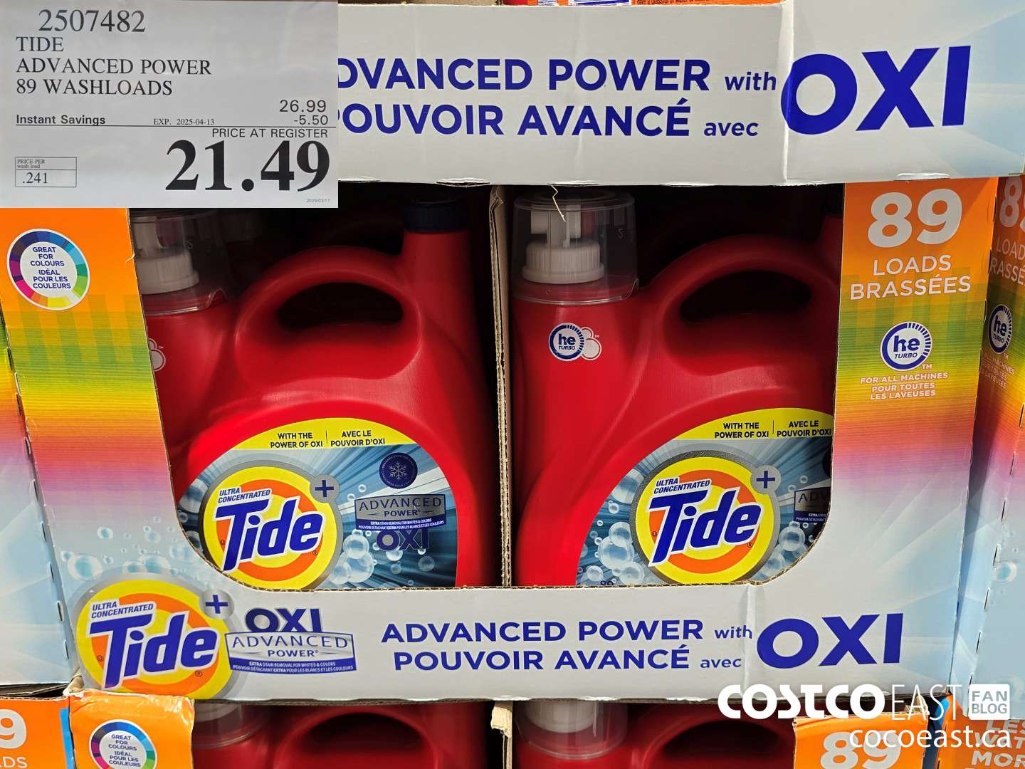 2507482 TIDE ADVANCED POWER 89 WASHLOADS ($5.50 INSTANT SAVINGS EXPIRES ON 2025-04-13) $21.49