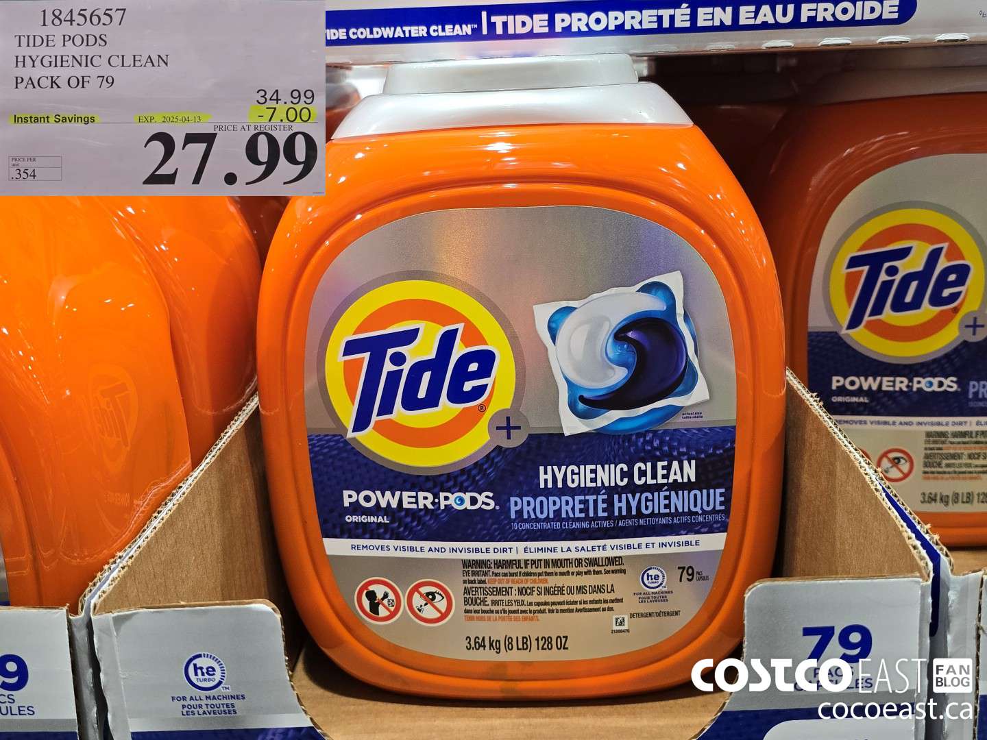 1845657 TIDE PODS HYGIENIC CLEAN PACK OF 79 ($7.00 INSTANT SAVINGS EXPIRES ON 2025-04-13) $27.99