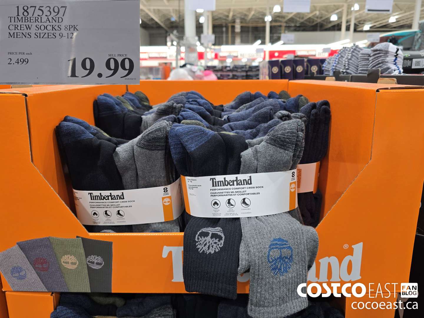 1875397 TIMBERLAND CREW SOCKS 8PK MENS SIZES 9-12 $19.99