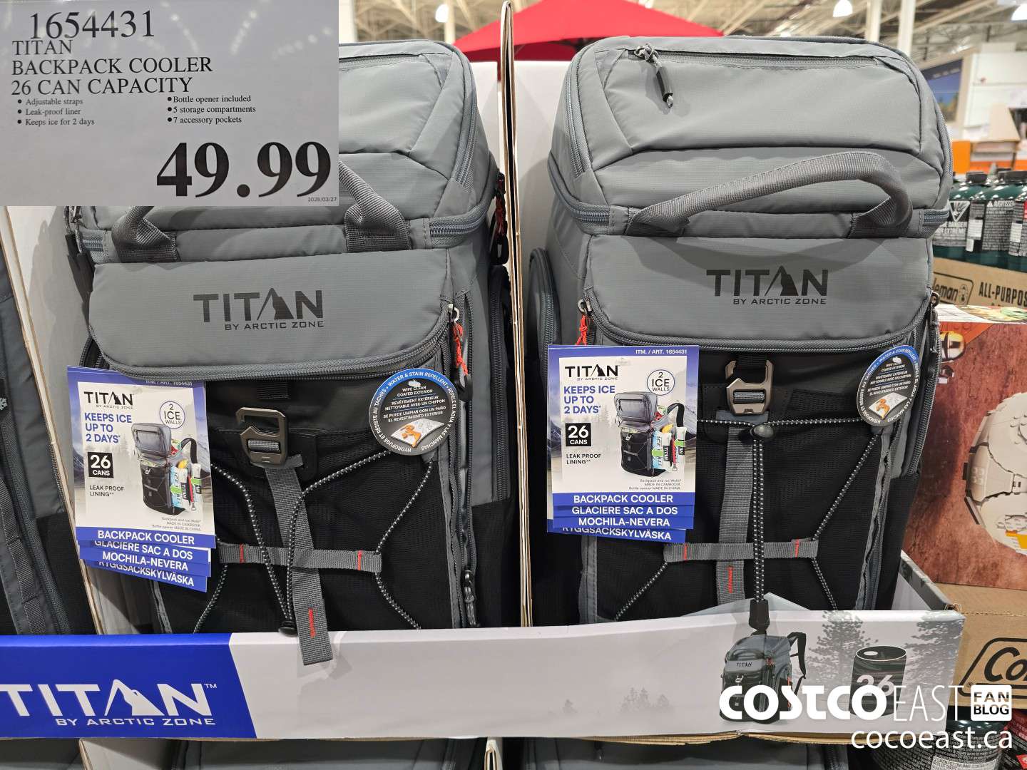 1654431 TITAN BACKPACK COOLER 26 CAN CAPACITY $49.99