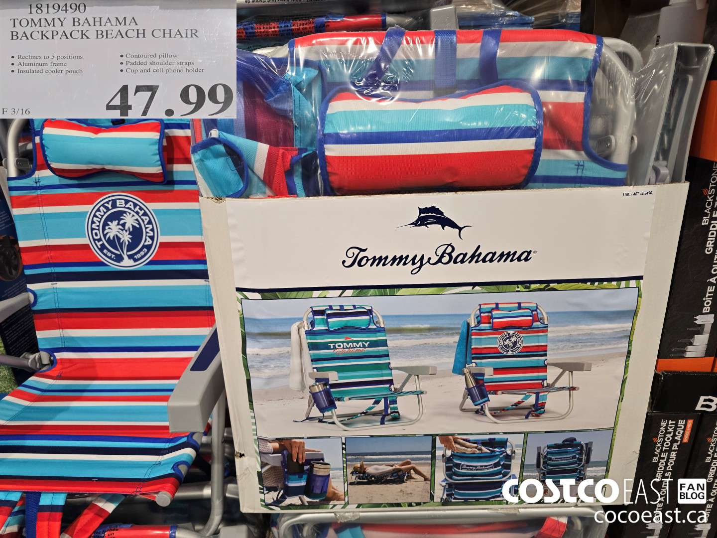 1819490 TOMMY BAHAMA BACKPACK BEACH CHAIR $47.99