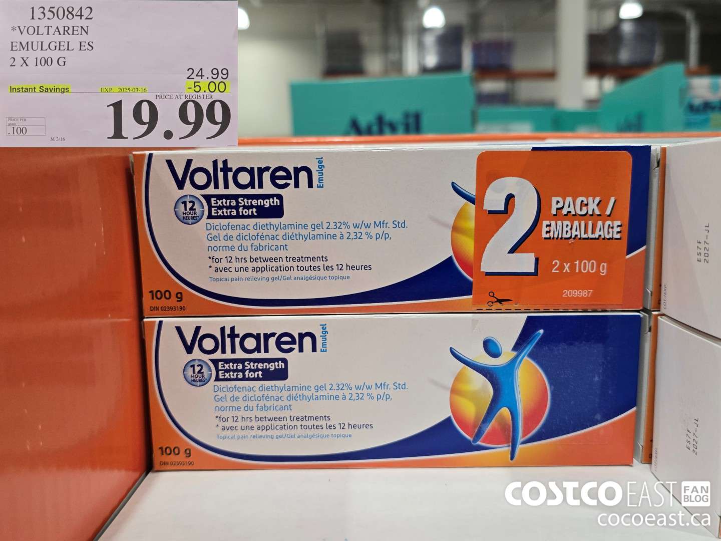 1350842 VOLTAREN EMULGEL ES 2 X 100 G ($5.00 INSTANT SAVINGS EXPIRES ON 2025-03-16) $18.99