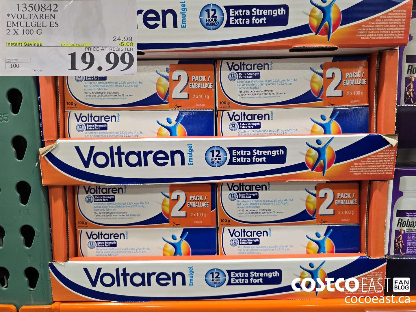 1350842 VOLTAREN EMULGEL ES 2 X 100 G ($5.00 INSTANT SAVINGS EXPIRES ON 2025-03-16) $19.99