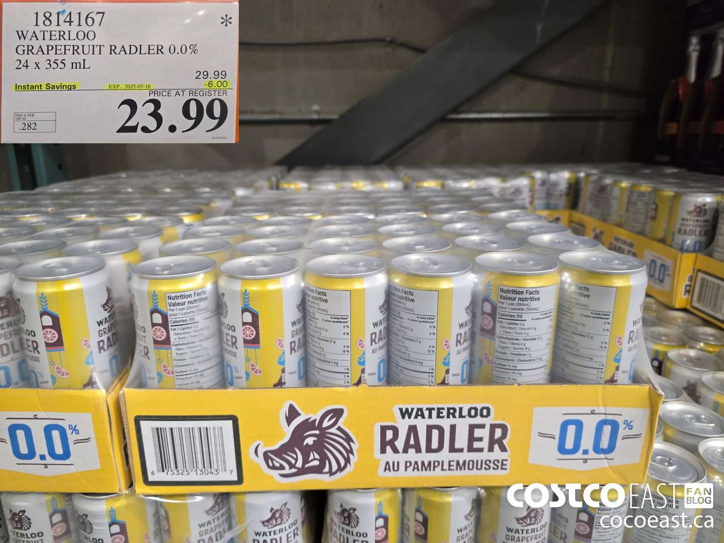 1814167 WATERLOO GRAPEFRUIT RADLER 0.0% 24 X 355 ML ($6.00 INSTANT SAVINGS EXPIRES ON 2025-03-16) $23.99