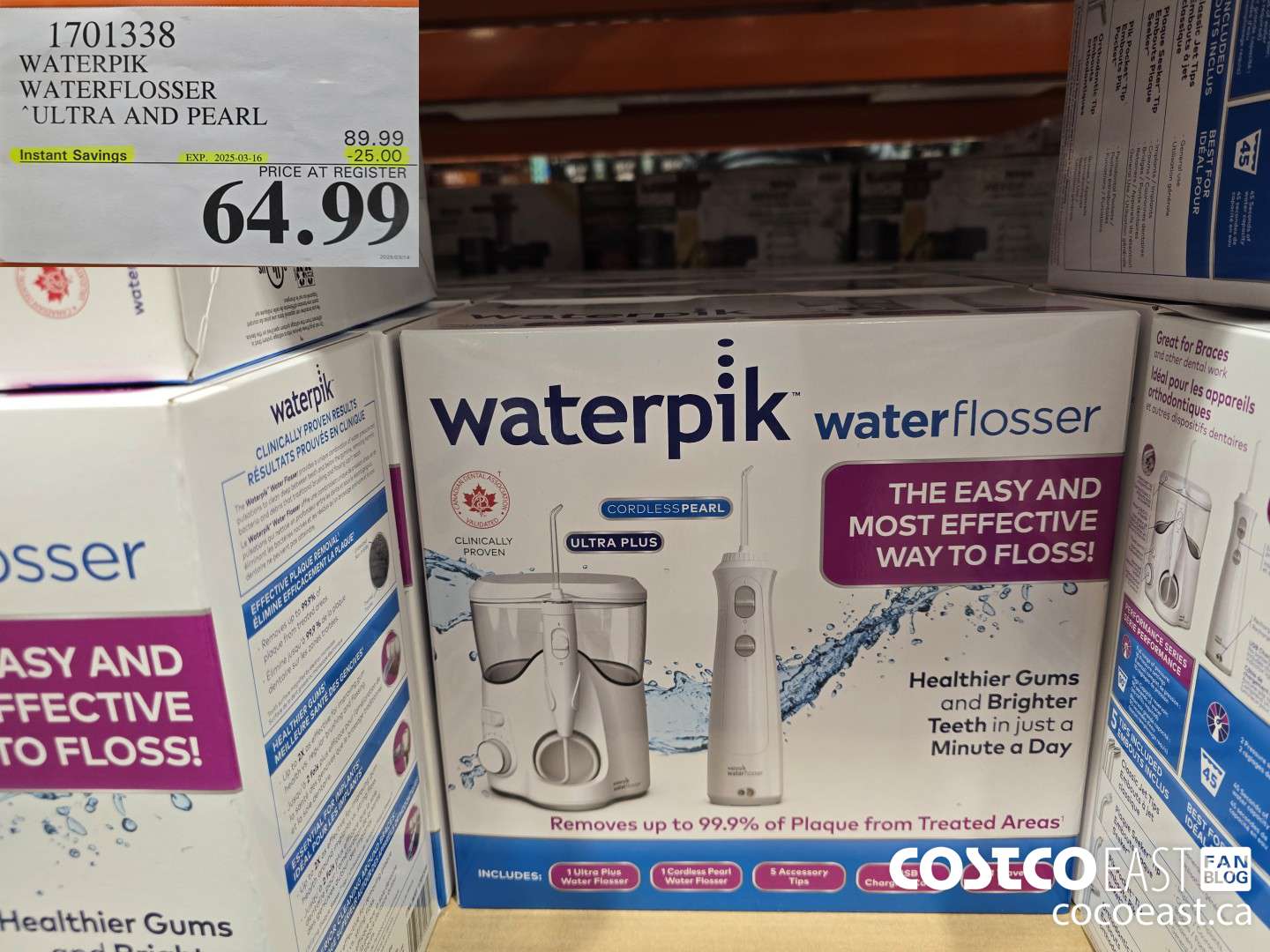 1701338 WATERPIK WATERFLOSSER ULTRA AND PEARL ($25.00 INSTANT SAVINGS EXPIRES ON 2025-03-16) $64.99