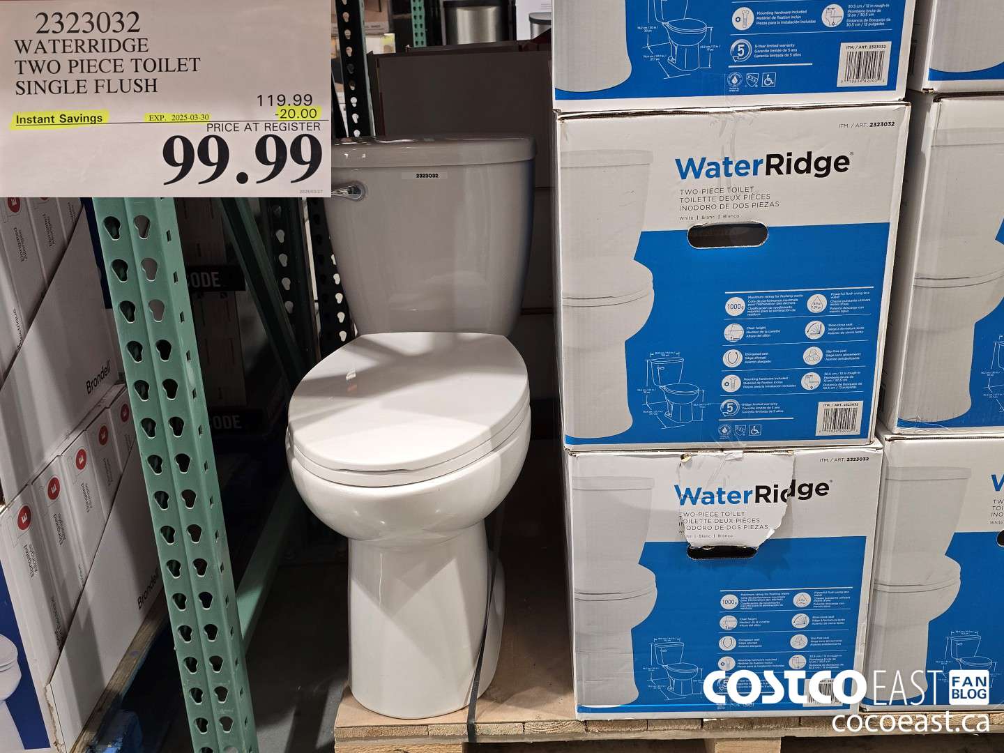 2323032 WATERRIDGE TWO PIECE TOILET SINGLE FLUSH ($20.00 INSTANT SAVINGS EXPIRES ON 2025-03-30) $99.99