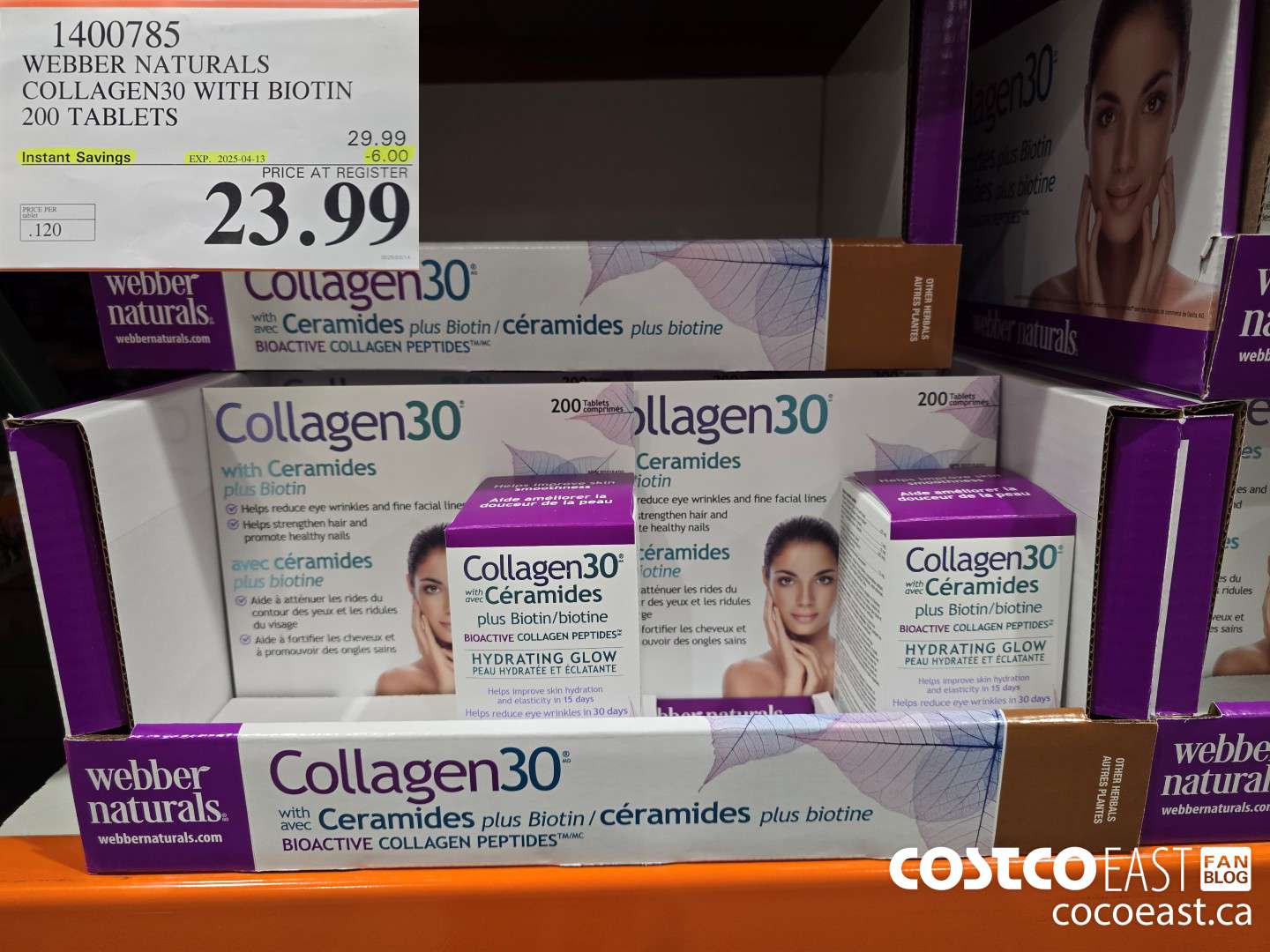 1400785 WEBBER NATURALS COLLAGEN30 WITH BIOTIN & CERAMIDES 200 TABLET ($6.00 INSTANT SAVINGS EXPIRES ON 2025-04-13) $23.99