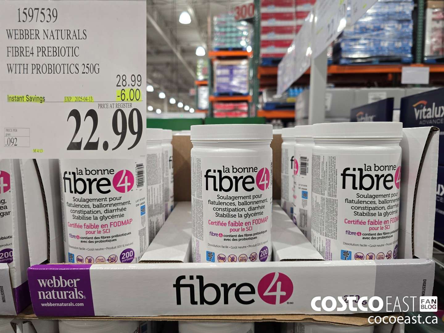 1597539 WEBBER NATURALS FIBRE4 PREBIOTIC 250G M ($6.00 INSTANT SAVINGS EXPIRES ON 2025-04-13) $22.99